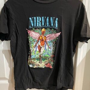 NIRVANA Blue and Black Short Sleeve Tee